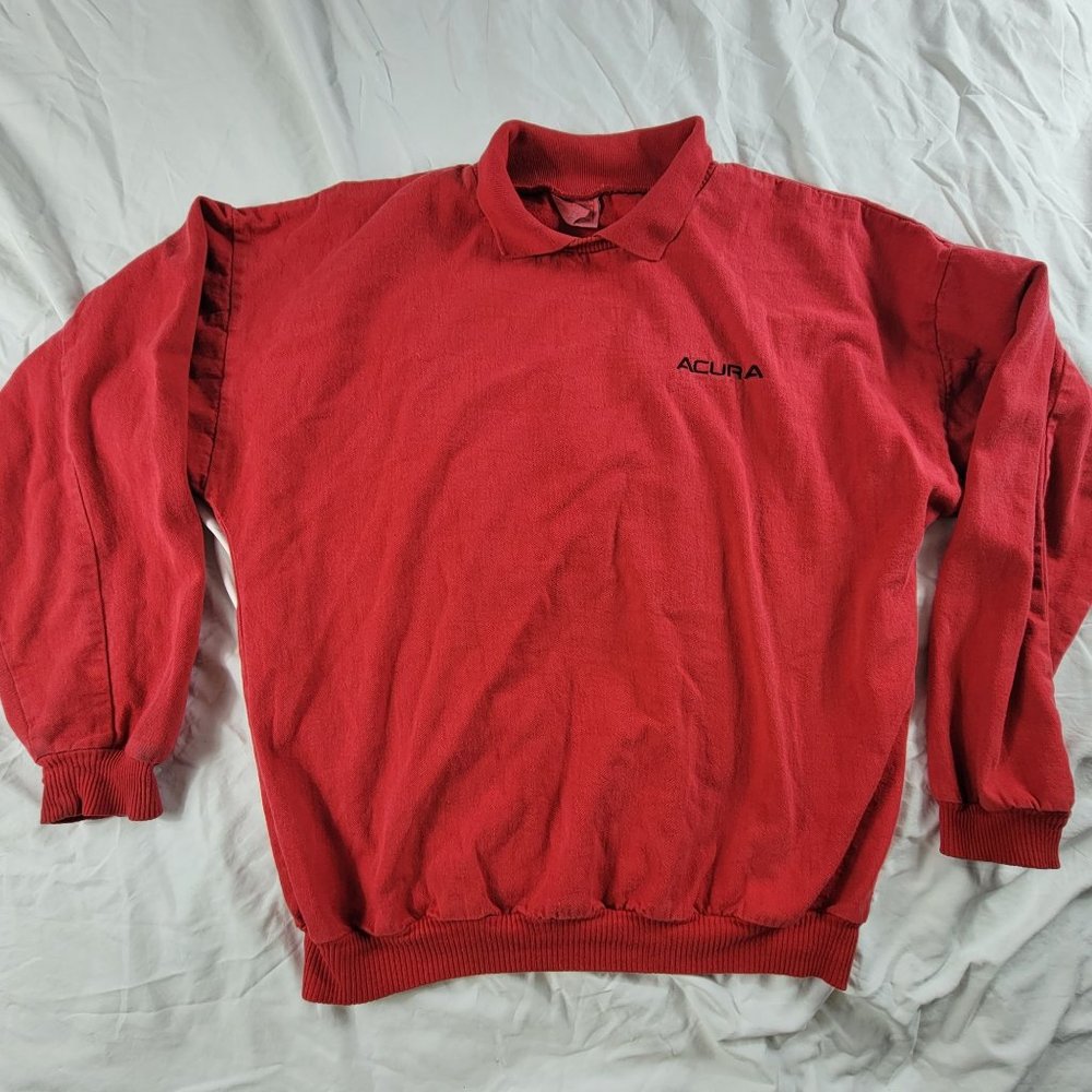 Vintage WEK Enterprises Acura Pullover Sweater Shirt Red Made In USA Comfort